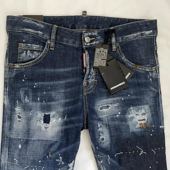 NWT Auth Dsquared2 COOL GIRL Blue Slim Fit Ripped Jeans ITALY Sz 38 - Picture 5 of 11